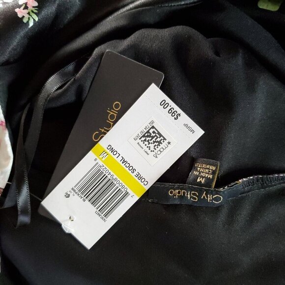 Floral Babydoll Slip Dress M Black Pink Satin Long Maxi Chiffon Ruffles Fairy - Picture 7 of 9